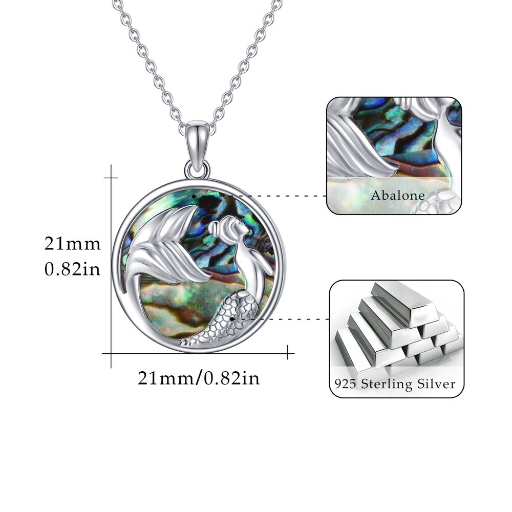 Valentines Day Gifts for Her Mermaid Necklace 925 Sterling Silver Pendant Necklaces 18K White Gold Plated Hypoallergenic Birthday Jewelry for Women Mom Girls Wife Daughter Grandma