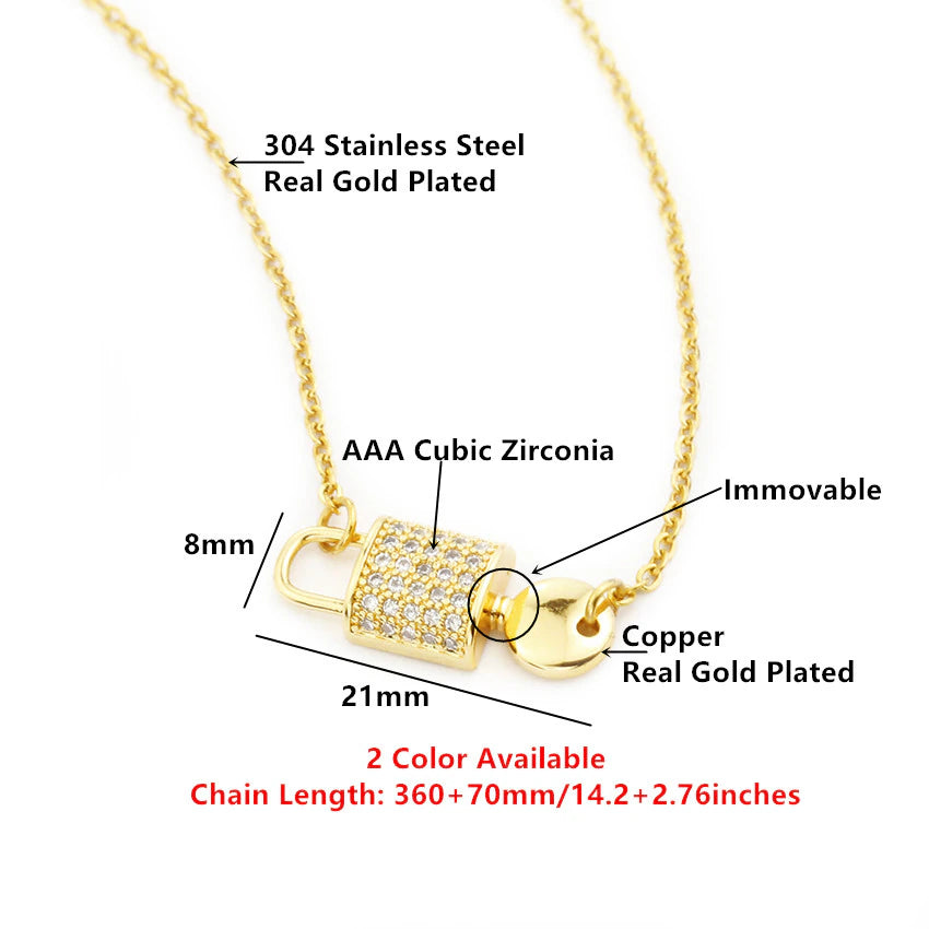 Crystal Bijoux Femme Lock and Key Pendant Necklace Women Kolye Fashion Jewelry Stainless Steel Ketting Boho Collares