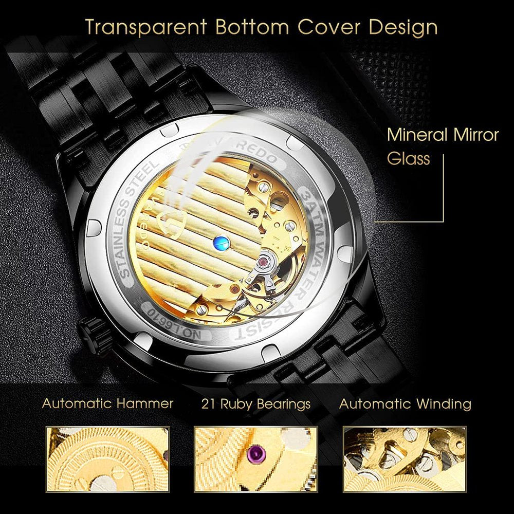 A  Men'S Watch Automatic Mechanical Watches Self Winding Diamond Dial Stainess Steel Watches Business Watches Valentine'S Day Gift for Men