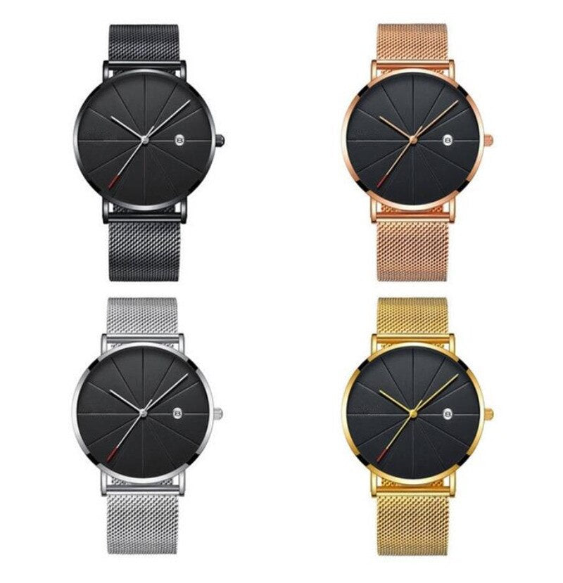 2019 Luxury Business Men Watches Men Gold Watches Ultra Thin Mens Watches Stainless Steel Mesh Belt Quartz Watch Horloge Mannen