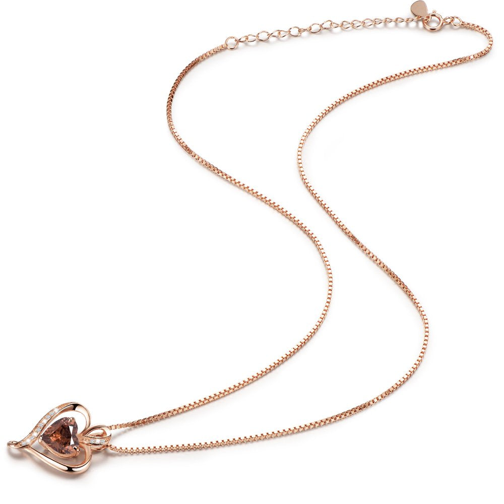 Heart Necklaces for Women 925 Sterling Silver Pendant Necklace Rose Gold White Gold/14K Gold Plated Love Necklace for Her Girlfriend Wife Valentines Day Birthday Women Jewelry Gifts 18"+2"