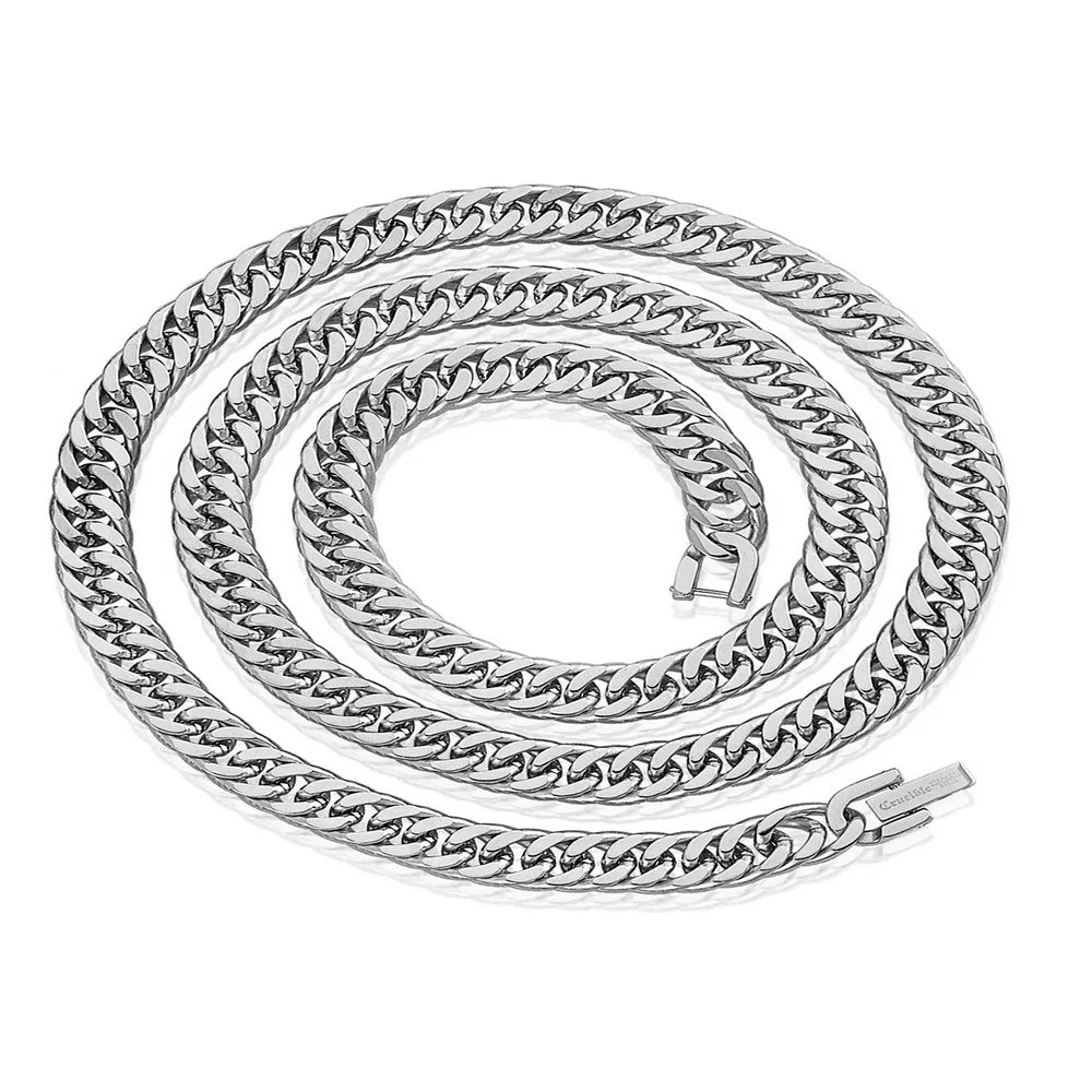 Stainless Steel 8Mm Curb Chain Necklace 24"